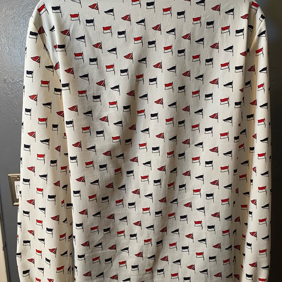 Talbots Ivory Blue & Red Sail nautical Flag Blouse - Picture 7 of 15